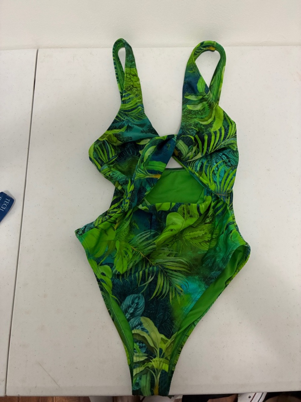ASOS Green Tropical Print One-Piece Swimsuit